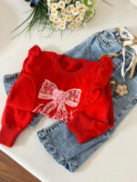 بلوز یلدایی پاپیون و مروارید4039