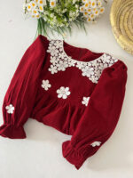 پیراهن  یقه تور گل4032